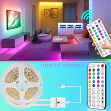 NBBUFF 3ft-100ft(2 Rolls 50ft) Smart LED Strip Lights For Home Decor, With App Control And IR Remote Adhesive Backing Adjustable Brightness Music Sync Timing DIY Scene Modes, LED Lights For Room Decor TV Backlight Birthday Party Kitchen Bedroom Decor Gifts - Multicolor - View 11