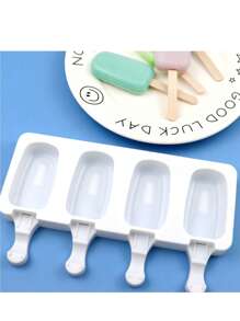 1pc Silicone Popsicle Mold Ice Lolly Molds 4-Piece Oval Ice Cream Molds Chocolate Silicone Mold - Multicolor - View 4