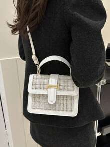 Mini Fashionable Quilted Flap Handbag For Women - White - View 5