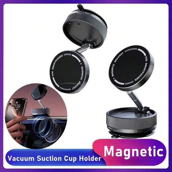 Upgraded Vacuum Suction Cup Car Phone Holder 360 Rotation Strong Magnetic Foldable Stand