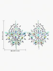 زوج من ملصقات الحلمة المرصعة بالراين الأكريليك للنوادي الليلية والحفلات الراقصة - متعدد الألوان - مشاهدة 4