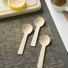 10/50/100pcs Disposable Wooden Round-Headed Spoons, Mini Spoons, Wood, Used For Dessert Spoons, Ice Cream Spoons, Cake Spoons, Graduation Party Supplies, Birthday, Wedding, Camping Meal, Concave Tip, Christmas, Easter, Halloween, Mother's Day And Other Festivals