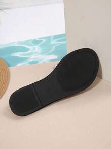 Sandalias planas informales para mujer, abiertas de punta redonda, antideslizantes, tipo chanclas, para usarlas en la playa o exteriores