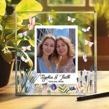 1pc Customized Acrylic Square Desktop Decor, Personalized Photo Frame, Gift For Mom, Birthday, Mother's Day, Thanksgiving, Christmas, From Son, Daughter, Ideal Holiday Memento For Mother, Stepmom, Grandmother Back To School
