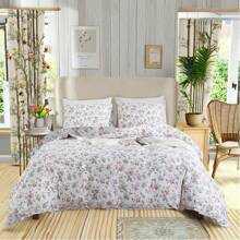 Pink Floral Comforter Set Full 3 Pcs Vintage Peach Blossom Down Comforter With 2 Pillowcases All Season Soft Fluffy & Lightweight Comforter Set For Girls Women - 化纖印花被子-桃花雪 - 查看 5