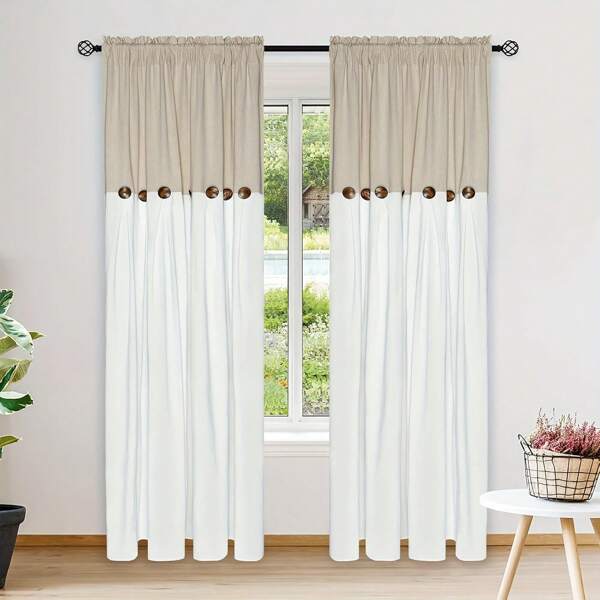 Set de 2 piezas, cortinas con estampado floral diminuto y refrescante, cortinas de impresión digital con bolsillo para barra, material de poliéster, adecuado para sala de estar, cocina, dormitorio, estudio, comedor, decoración del hogar