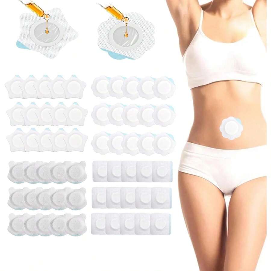 20/60pcs Castor Oil Belly Button Patches - Self-Adhesive And Disposable, Highly Absorbent - White - View 1