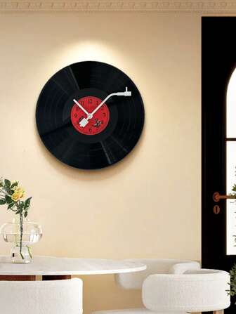 1 pieza Reloj de pared de disco de vinilo retro de 30cm, Reloj de arte creativo avanzado, Decoración medieval para sala de estar, dormitorio, cafetería, la cocina, el corazón del hogar inspirado en el disco de vinilo. Decoración del hogar