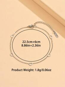 1 件时尚不锈钢心形装饰脚链，适合女士日常装饰情人节、妈妈、母亲、母亲节、礼物 - 金黃色 - 查看 10