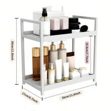 Two Tier Desktop Organizer For Bathroom Cosmetics, Vanity, And Multi-Functional Kitchen Plastic Storage