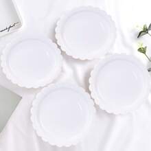 10pcs/20pcs/40pcs/Set, White Paper Plates 9 Inch 7 Inch White Scalloped Plates Disposable Dinner Plates Dessert Plates For Wedding Bridal Shower Newborn Shower Birthday Party