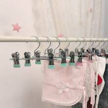 10PCS Pants Hangers With Clips For Baby Closet Organizer Space Saving For Baby Socks ,Hats,Baby Bibs Adjustable Non-Slip Trouser Hangers - Multicolor - View 5