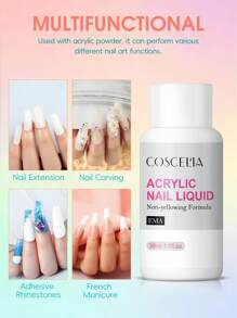 coscelia 30/60/120ML Acrylic Nail Liquid Acrylic Liquid Monomer System (1.0/2.0/4.05 Fl.Oz) For Acrylic Powders Quick Drying And Non-Yellowing For Nail Lovers Beginners Acrylic Nails Extension & Carving Salon And DIY Home Use(120ML Acrylic Liquid Will Be Shipped Randomly)