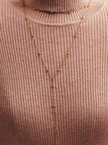 1 pièce Collier chaîne de perles en acier inoxydable doré, collier long et superposé design personnalisé pour femmes, convient aux occasions formelles, aux vacances et aux cadeaux