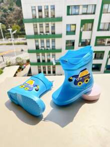 1 Pair Kids Crocodile Cartoon Rain Boots, Anti-Slip Waterproof Outdoor Sports Water Shoes For Boys & Girls - Teal Blue - View 5