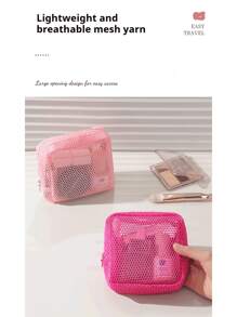 1 件迷你化妆包，时尚化妆品旅行箱收纳袋，适用于女士/女孩女孩卫生巾，大容量便携式网眼化妆包，口红收纳袋，网袋，最佳生日礼物，情人节礼物，妇女节礼物，适用于假日海滩，浴室收藏，卧室收藏，大容量