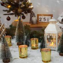 [4/6/12pcs Optional] Wish Lantern Aromatic Candle Set | Golden, Silver, Blue Upgrade Cups Candle Holders | Lead-Free Thick Glass | Holiday/Wedding/Birthday/Christmas Decor | Ins Style Home Ambience Lights