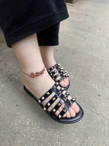 Damen Sommer Hausschuhe, Damen flache Riemensandalen, geeignet zum Tragen zu Kleidern, für Outdoor, am Strand, zu Hause, Schwarz rutschfest, Braun bequem, Gold und Silber Gladiator Sandalen