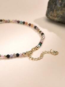 1pc Bohemian 18K Gold Plated Natural Crystal & Stone Anklet For Women - Multicolor - View 4