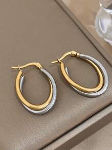 1 cặp / 2 cặp Hoa tai vòng hình bầu dục cho phụ nữ Hoa tai thép không gỉ hình chữ U nhiều màu Hoa tai vòng thanh lịch cho tiệc sinh nhật Trang sức hàng ngày Quà tặng Giáng sinh - Nhiều màu - Xem 5