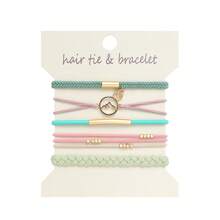 5件/4件装女士时尚手链发圈套装，马尾辫发圈，弹性无损编织发绳，多款时尚手链发圈二合一发圈橡皮筋发绳发圈头饰弹力发带 - 彩色 - 查看 8