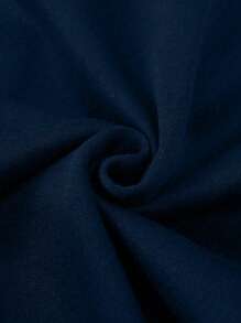 1pc Casual Vintage Solid Color Fleece Jacket With L Letter Decor For Teen Girls & Girls, Suitable For Spring, Autumn, Winter - Navy Blue - View 3