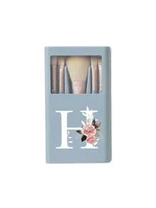 Bộ 5 cọ trang điểm cầm tay có gương, họa tiết hoa trắng và chữ cái A-Z, hộp đựng cọ trang điểm đa năng, cọ trang điểm mini đa dụng gồm bút kẻ mắt, cọ nền, cọ phấn mắt, cọ trộn màu cơ bản, hộp đựng đồ trang điểm bao gồm cọ trang điểm, tiện lợi mang theo, quà tặng lý tưởng cho các bạn gái, đồ dùng cần thiết khi đi du lịch (màu xanh), quà tặng khuyến mãi, cọ trang điểm chuyên nghiệp, bộ trang điểm hoàn chỉnh. - Màu xanh lam - Xem 17