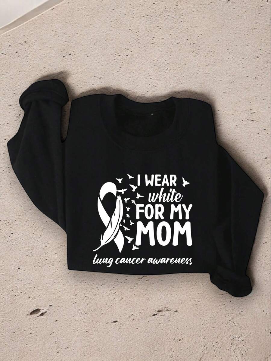 I Wear White For My Mom Sweatshirt, Lung Cancer Awareness Sweatshirt, White Ribbon Sweatshirt, Cancer Survivor Sweatshirt, Lung Cancer Warrior Sweatshirt IT-1074