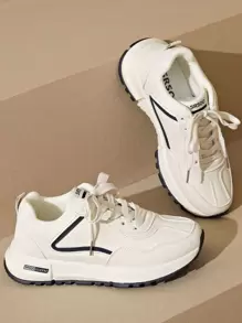 scarpe sportives casual e confortevoli da donna con punta tonda e lacci - Blu - Visualizzare 3