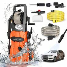 SPZTJK Electric High Pressure Washer - 1600W Portable Washer, 4.7 LPM Flow Rate, 33FT Long Hose, 18FT Power Cord, Foam Cannon, And Durable Construction, Cleans Patios/Cars/Fences/Windows - US A Type Plug(110-127V) - View 3