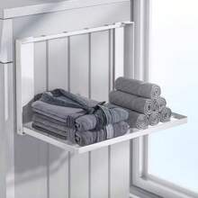 1 pieza Estilo japonés Estante de almacenamiento lateral plegable para lavadora con Adsorción magnética, no requiere instalación - Blanco - Ver 8