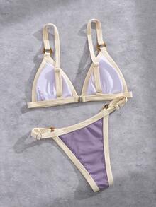 Women's New European Style Bikini Set - Purple - View 2
