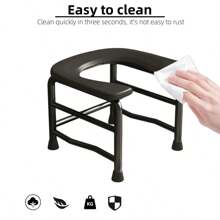 1 bucată scaun de toaletă negru, suportă până la 300 de livre, ușor de curățat, potrivit pentru femeile în vârstă și femeile însărcinate, poate fi folosit ca scaun de toaletă sau bancă de duș