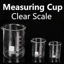 1pc 50/100/150/250/500/1000ml High Borosilicate Glass Measuring Cup Clear Scale Cup Heat-Resisting Laboratory Beaker Kitchen Baking Measuring Cup