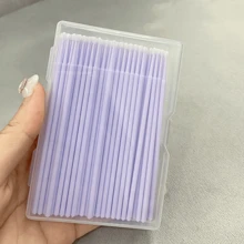 100 支纳米超细纤维棉签，用于精确涂抹眼影和眼线，无香型 PP 材质，超细笔尖，可完美上妆并温和卸妆，包含睫毛延长清洁刷