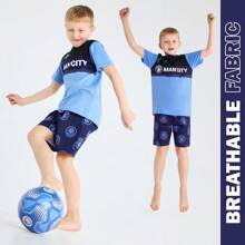 Manchester City FC Short Pyjama Set Breathable Lounge Wear Gift - Multicolor - View 5