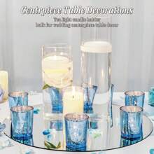 [4/6/12 Pcs Set] Wish Tea Candle Cups | Gold, Silver, Blue Straight Candle Holders | Lead-Free Thicker Glass | Festival/Wedding/Birthday/Christmas Decor | Ins Style Home Atmosphere Lights