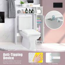 Bathroom Over The Toilet Storage Solution - Features Adjustable Shelves, Included Paper Holder. Freestanding Organizer Rack With Side Door, Anti-Topping Design. Perfect For Compact Spaces, In White - 1 - 查看 6