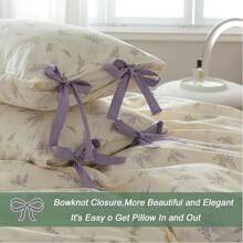 Vclife Vintage Floral Comforter Set Four Sizes, All Seasons Muslin Cotton Bedding Set, 3 Pieces Farmhouse Shabby Chic Jacquard Floral Comforter Set Perfect For Women And Men - 化纖印花被-芬芳紫 - 查看 5