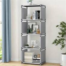 Multi-Tier Storage Shelf With Rear Cloth Rack, Easy Assembly Freestanding Bookshelf, Suitable For Bedroom, Student Dormitory - Multicolor - View 6