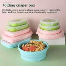 4pcs/Set 350/500/800/1200ml Creative Silicone Collapsible Bento Boxes, Macaron Colors Outdoor Travel Picnic Thermal Lunch Box, Kitchen Foldable Container Set - Multicolor - View 4