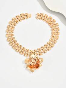 1 Stück einzigartiger, übertriebener, kreativer, vielseitiger, eleganter Blumen Choker Halskette, Frühling/Sommer