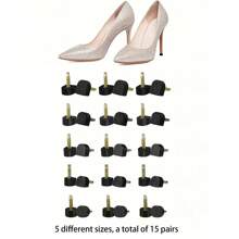 15 Pairs Of 5 Different Size Black High Heel Nail Heel Wear-Resistant Heel Leather Anti-Slip High Heel Accessories