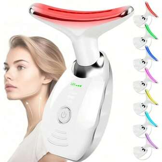 1 st Red Light Ansiktsmassageapparat för ansikte och hals, ansiktsbildande stav med 7-färgs ljusterapi för ansikte och hals Verktyg för daglig hudvård