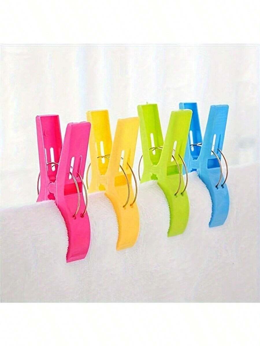 8/4/1pc Large Beach Towel Clip, Beach Chair Clip, Plastic Clip, Cruise Beach Chair Towel Clip, Hanger, Windproof Chair Clip, And Quilt Drying Clip - Plastic Clips For Outdoor Use To Prevent Your Towels From Being Blown Away - Multicolor - View 1