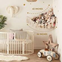 一套 Macrame DreamLights 波西米亚风毛绒动物收纳架，超大号毛绒玩具收纳架，适合存放小型或大型毛绒玩具，可用于婴儿派对礼品