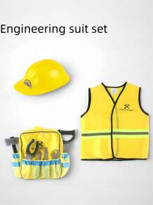 Set da 9 pezzi di attrezzatura da ingegnere per bambini, inclusi gilet, zaino, berretto da ingegnere, attrezzi, adatto per giochi di ruolo al chiuso ed all'aperto, interazione genitore-figlio, per stimolare le capacità pratiche dei bambini