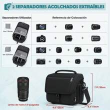 Mochila para Camara Fotografica Profesiones Mochila Fotografia con Divisores Desmontables y Cubierta de lluvia Impermeable - Negro - Ver 4