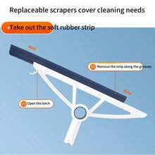 1pc Household Silicone Long Handle Floor Squeegee, Magic Broom, 2 In 1 Dual Head Magic Broom For Wiping Water, Stains, Hair On Floors, Windows, Glass, Bathroom, Walls, Cleaning Tool, Cleaning Supplies, Dorm Essential