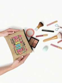 1pc To Best Ever Letter Print Makeup Bag, Gift Bag Zipper Bag, Lightweight Bag, Coin Purse, Zipper Clutch Pouch, Pouch Bags Cosmetics Bag Makeup Bag Beauty Bag, Women Makeup Bag Pouch Toiletry Organizer, Back To School Gift